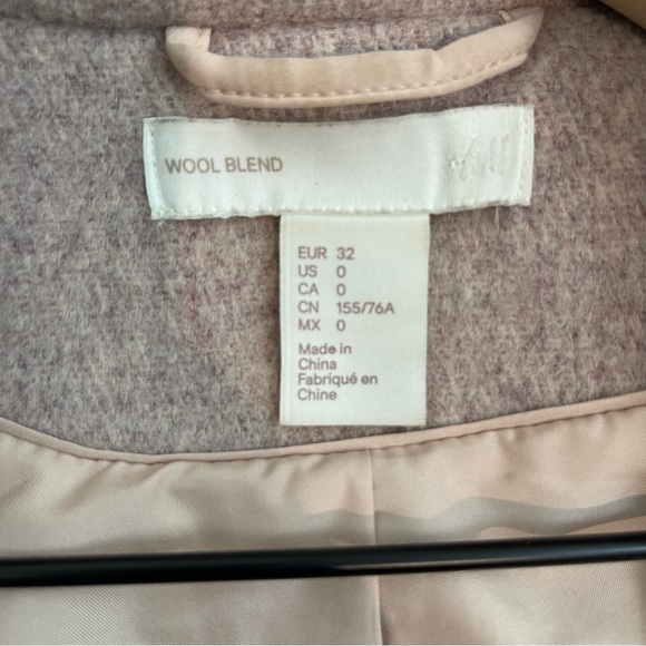 H&M Wool Blend Powder Pink Over Coat Sz 0 - Picture 14 of 14